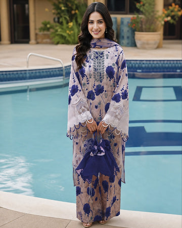 3-Piece Lawn Suit With Lawn Dupatta MH-28977-B