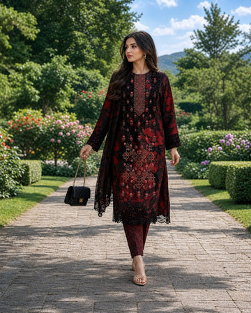 3-Piece Lawn Suit With Lawn Dupatta MH-75302-A