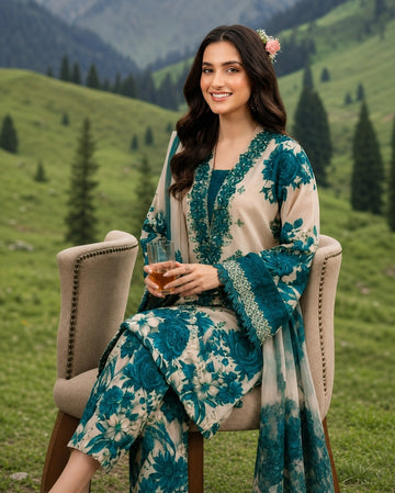 3-Piece Lawn Suit With Lawn Dupatta MH-28990-A