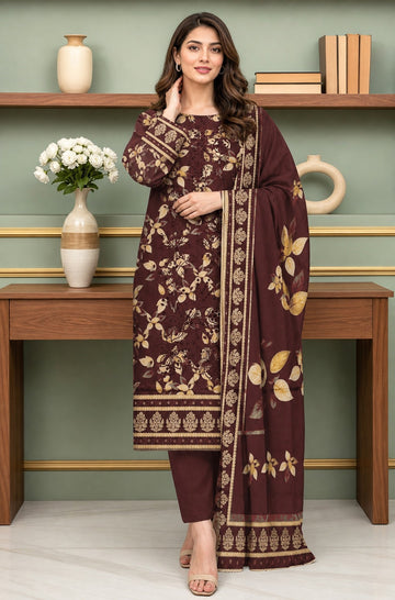 3-Piece Lawn Suit With Lawn Dupatta MH-75356-B