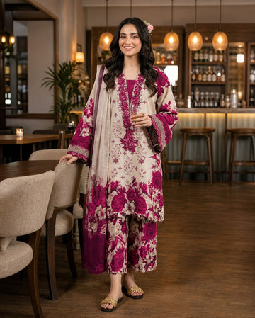 3-Piece Lawn Suit With Lawn Dupatta MH-28990-B