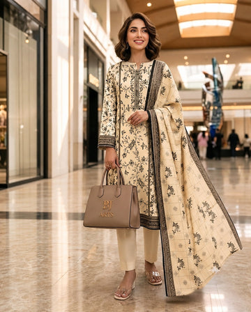 3-Piece Lawn Suit With Lawn Dupatta MH-75359