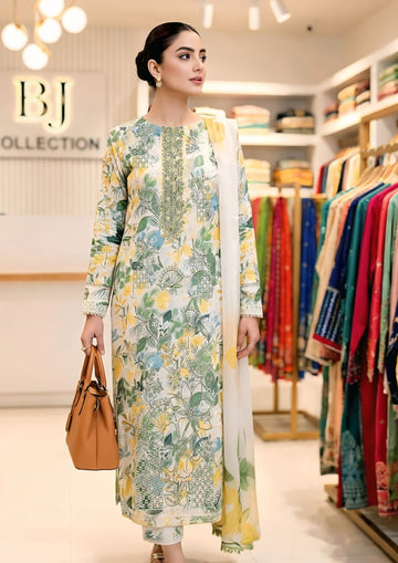 3-Piece Lawn Suit With Chiffon Dupatta MH-13202