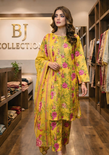 3-Piece Lawn Suit With Chiffon Dupatta MH-13464