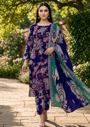 3-Piece Lawn Suit With Chiffon Dupatta MH-29022-A