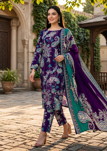 3-Piece Lawn Suit With Chiffon Dupatta MH-29022-B