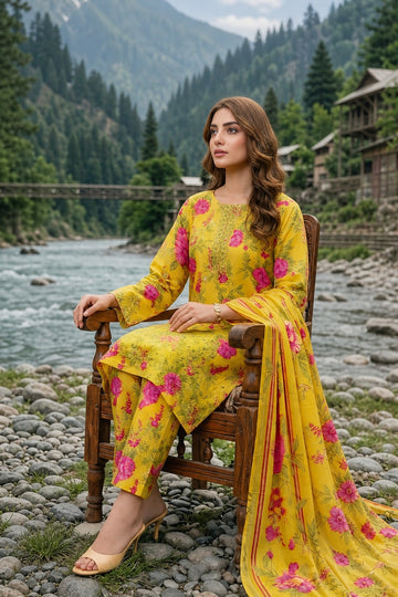 3-Piece Lawn Suit With Chiffon Dupatta MH-13464