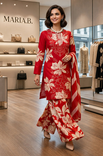 3-Piece Lawn Suit With Chiffon Dupatta MH-75377-B