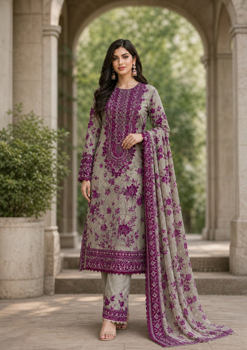 3-Piece Lawn Suit With Chiffon Dupatta MH-29007-A