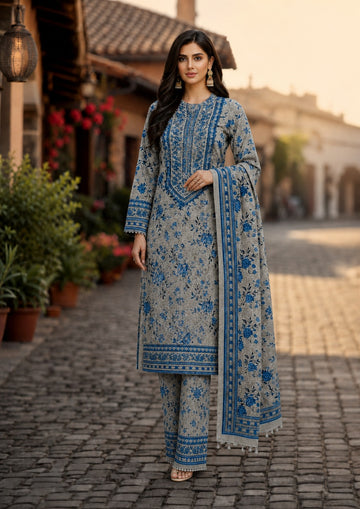 3-Piece Lawn Suit With Chiffon Dupatta MH-29007-B