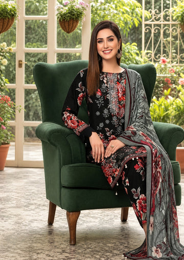 3-Piece Unstitched Lawn Suit With Chiffon Dupatta MH-75059-A