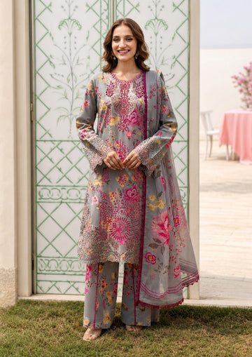 3-Piece Unstitched Lawn Suit With Chiffon Dupatta MH-75366-B
