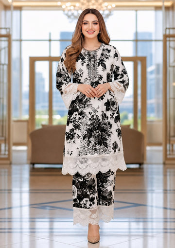 3-Piece Unstitched Lawn Suit With Chiffon Dupatta MH-75244-A
