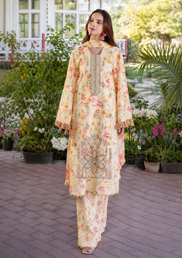 3-Piece Unstitched Lawn Suit With Chiffon Dupatta MH-75071
