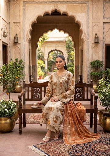 3-Piece Linen Suit With Linen Dupatta MH-75613-A