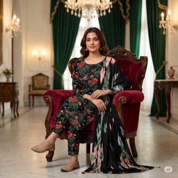 3-Piece Linen Suit With Linen Dupatta