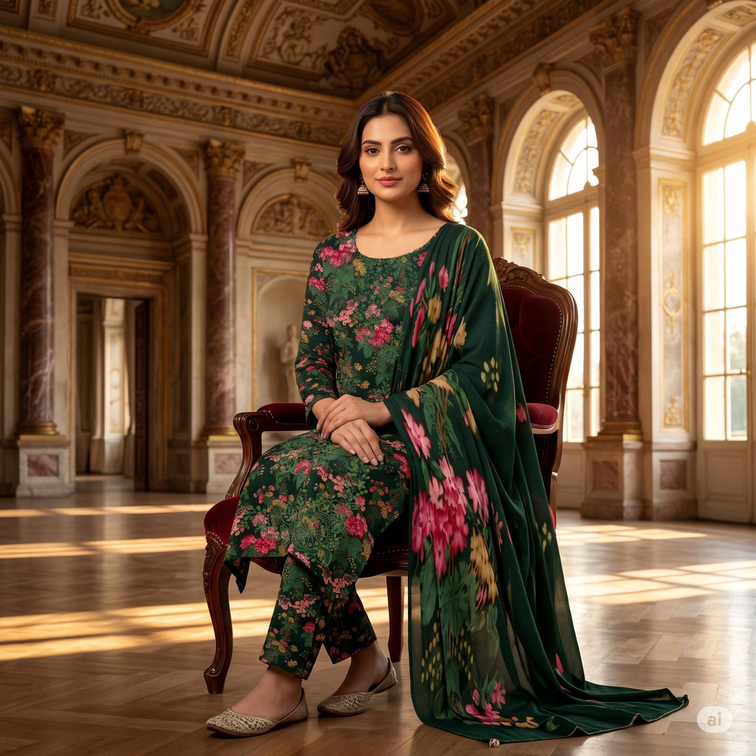 3-Piece Linen Suit With Linen Dupatta