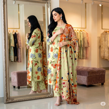 3-Piece Linen Suit With Linen Dupatta MH-29095-B
