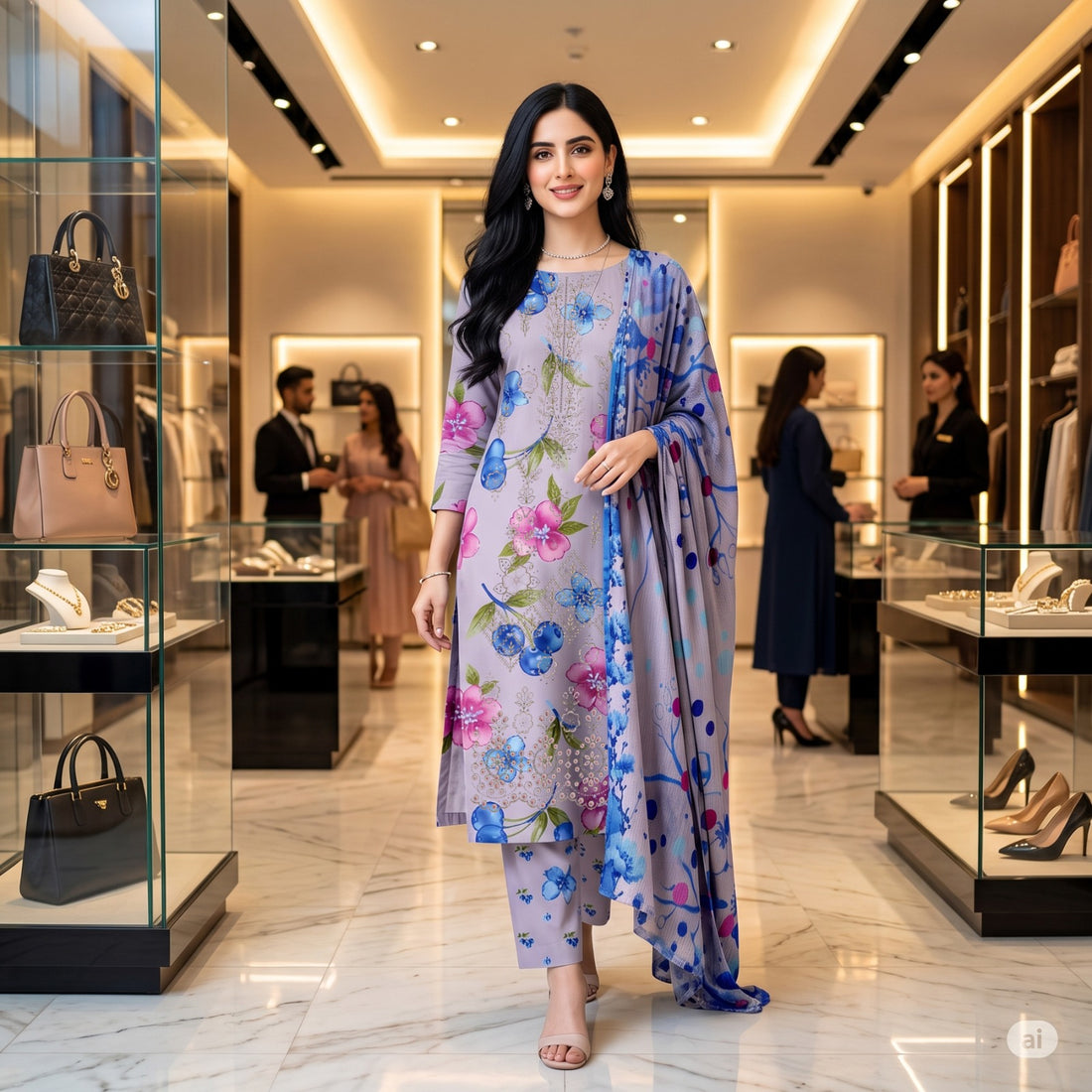 3-Piece Linen Suit With Linen Dupatta MH-29095-A