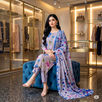 3-Piece Linen Suit With Linen Dupatta MH-29095-A