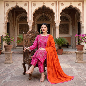 3-Piece Linen Suit With Linen Dupatta
