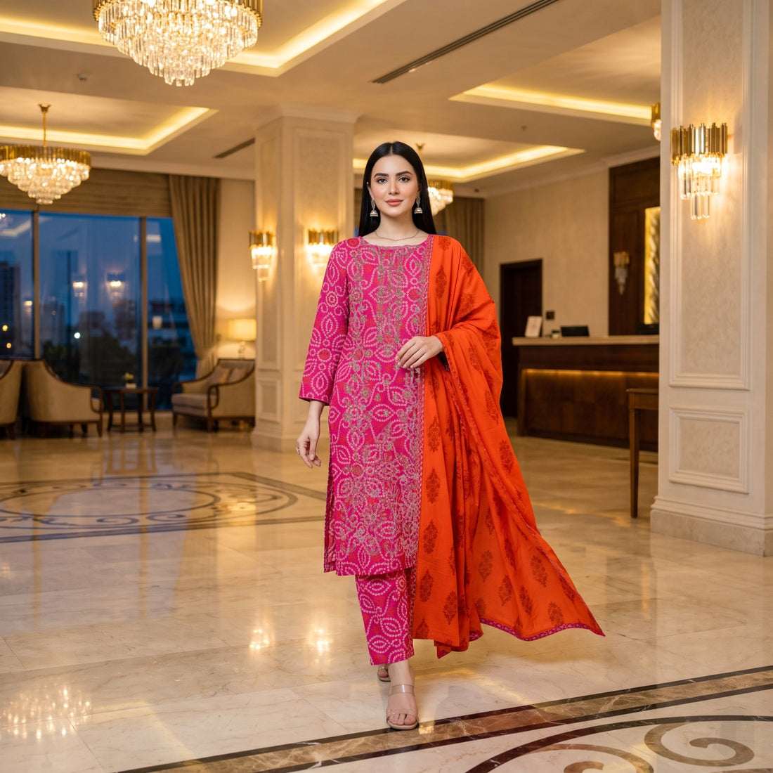 3-Piece Linen Suit With Linen Dupatta