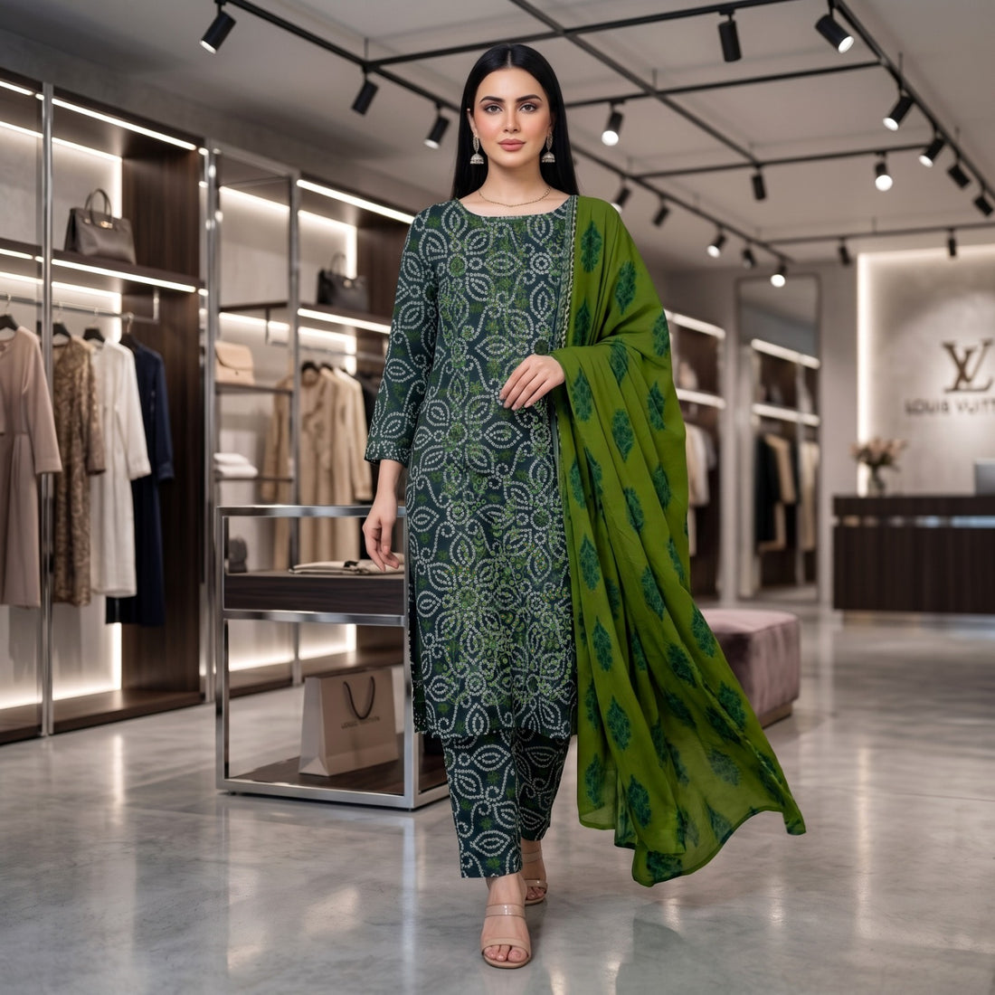 3-Piece Linen Suit With Linen Dupatta