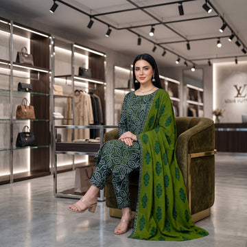 3-Piece Linen Suit With Linen Dupatta