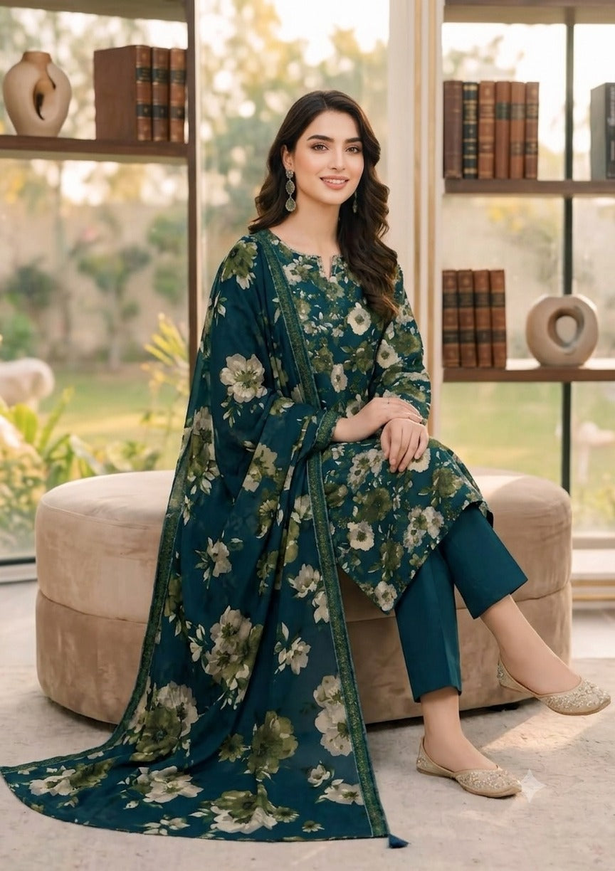 3-Piece Linen Suit With Linen Dupatta MH-29067-A