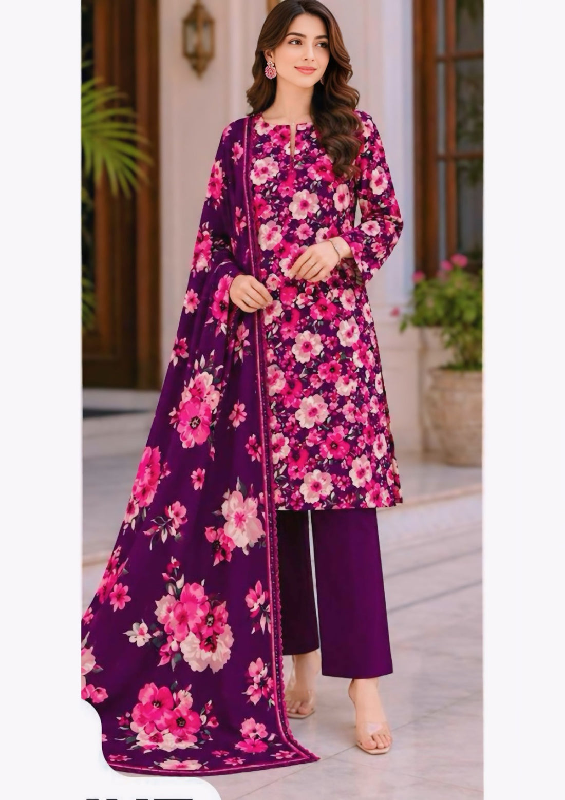 3-Piece Linen Suit With Linen Dupatta MH-29067-B