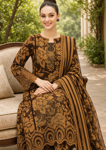 3-Piece Linen Suit With Linen Dupatta