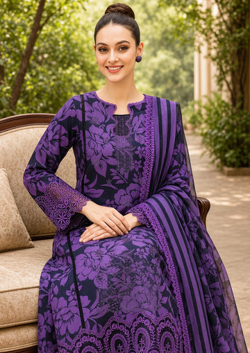 3-Piece Linen Suit With Linen Dupatta