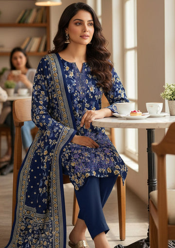 3-Piece Linen Suit With Linen Dupatta