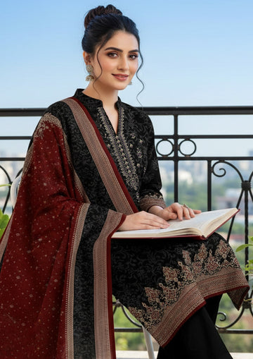 3-Piece Linen Suit With Linen Dupatta MH- 75647-A