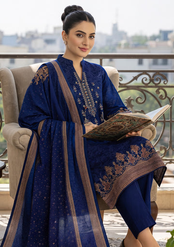 3-Piece Linen Suit With Linen Dupatta MH- 75647-B