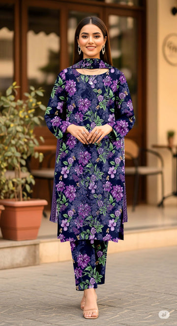 3-Piece Linen Suit With Linen Dupatta MH-29069-A