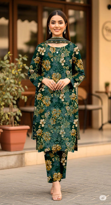 3-Piece Linen Suit With Linen Dupatta MH-29069-B