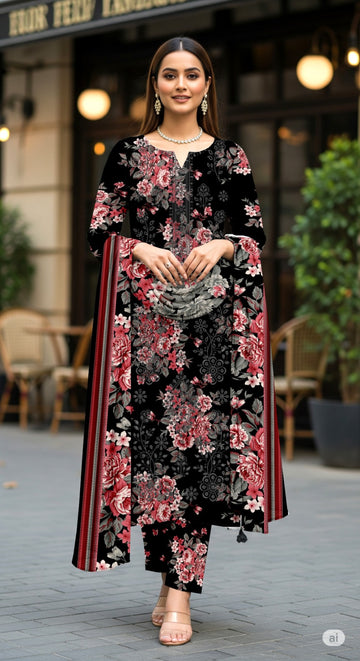 3-Piece Linen Suit With Linen Dupatta MH-29070-A