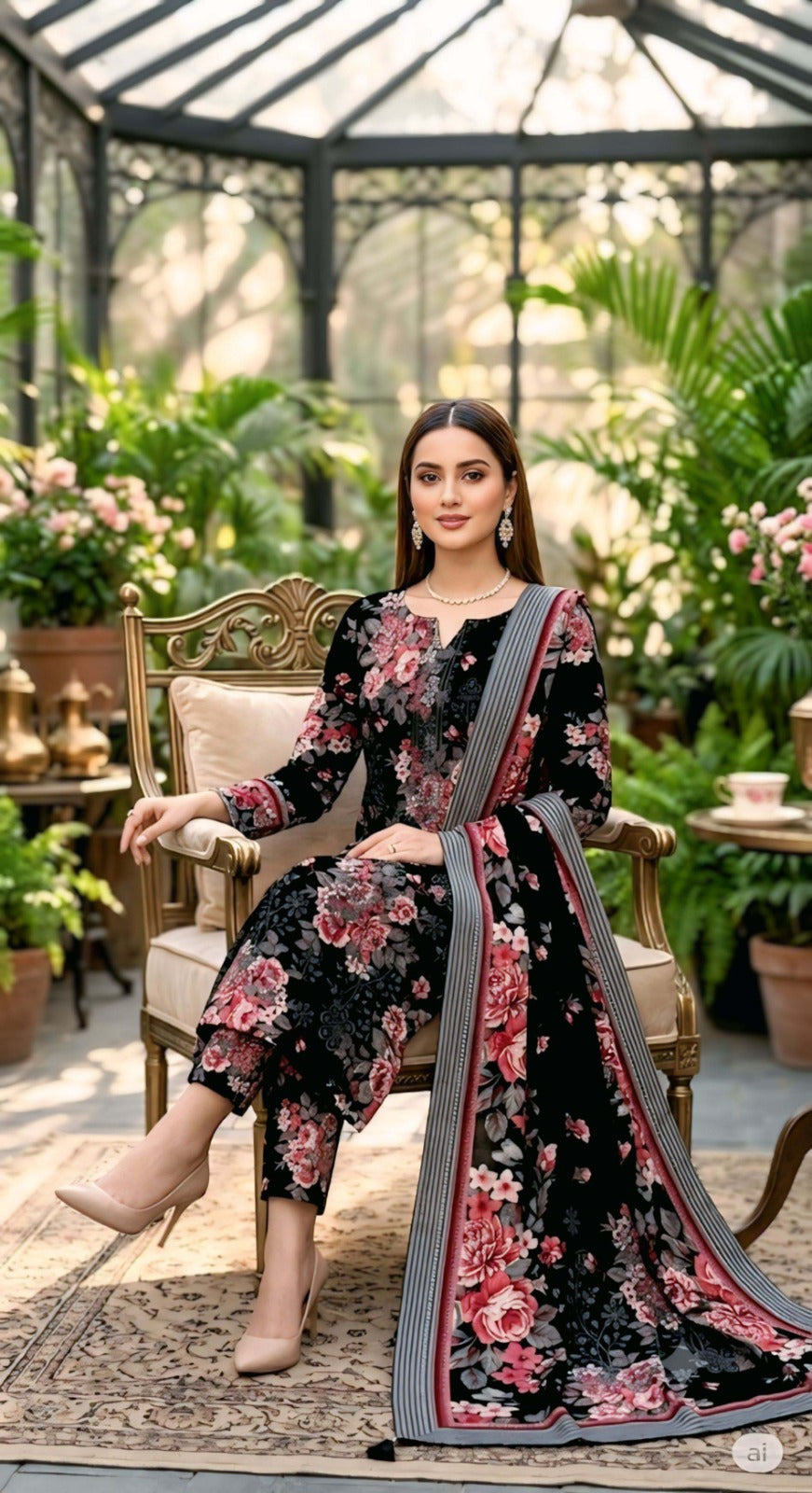 3-Piece Linen Suit With Linen Dupatta MH-29070-A
