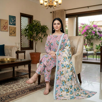 3-Piece Linen Suit With Linen Dupatta MH-29066-B