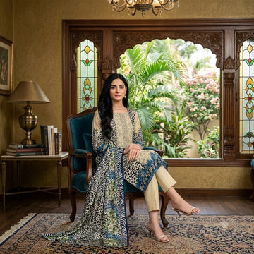 3-Piece Linen Suit With Linen Dupatta MH-29060-A