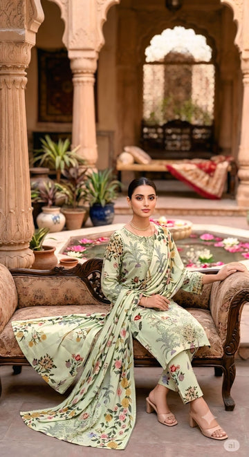 3-Piece Linen Suit With Linen Dupatta MH-29054-B