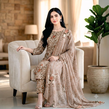 3-Piece Linen Suit With Linen Dupatta MH-29053-B