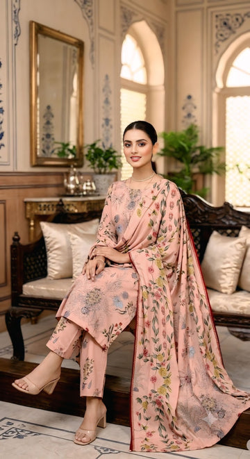 3-Piece Linen Suit With Linen Dupatta MH-29054-A