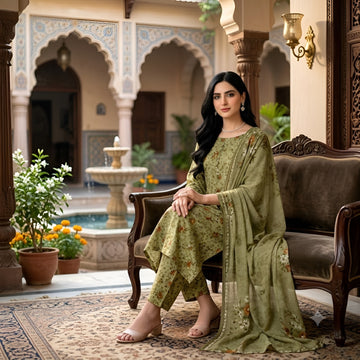 3-Piece Linen Suit With Linen Dupatta MH-29053-A