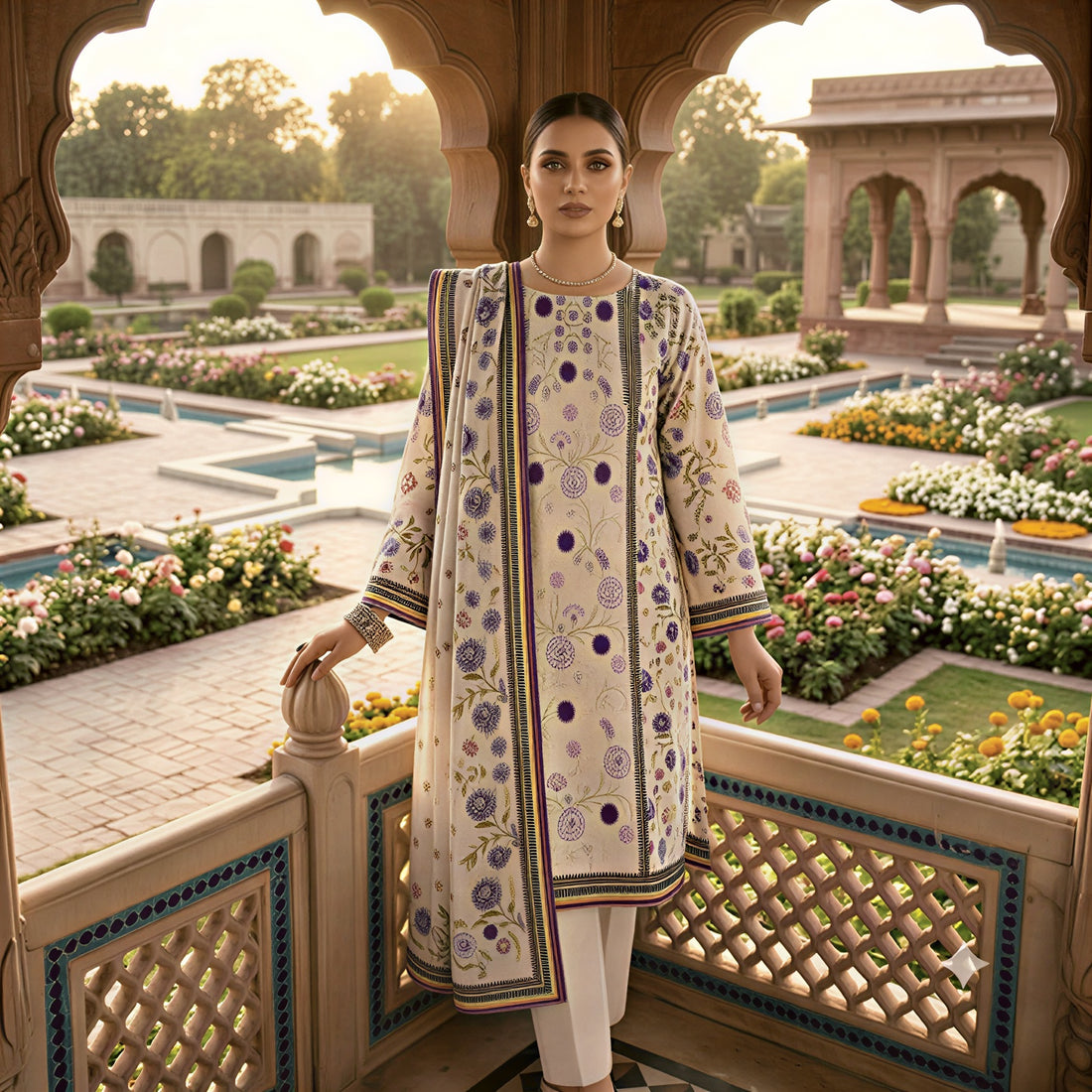 3-Piece Linen Suit With Linen Dupatta MH-29051-B