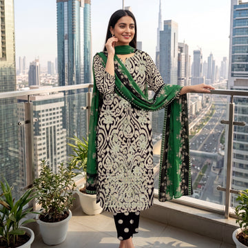 3-Piece Linen Suit With Linen Dupatta MH-29102-A