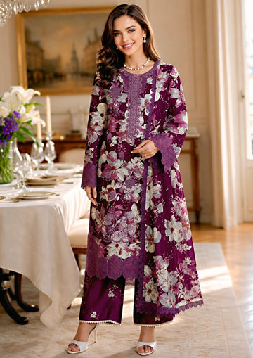 3-Piece Linen Suit With Linen Dupatta