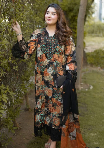 3-Piece Linen Suit With Linen Dupatta