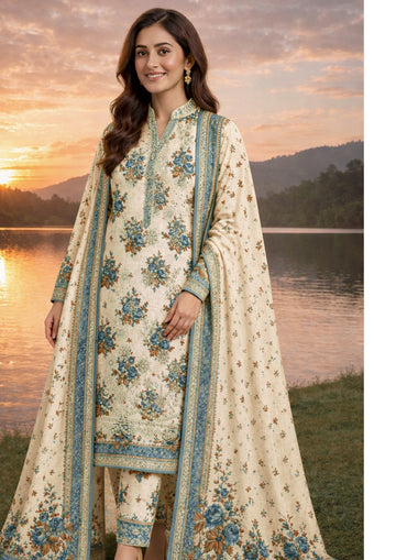 3-Piece Linen Suit With Linen Dupatta